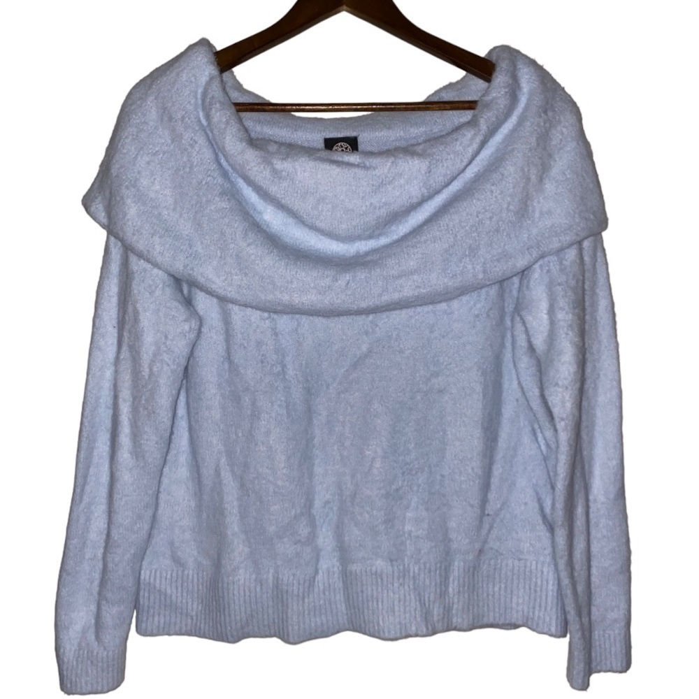 Bobeau Women Large Chunky Knit Off Shoulder Loose Soft Comfy Pullover Sweater